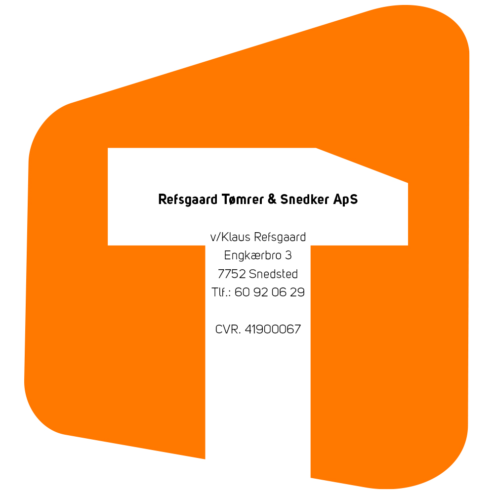 Refsgaard Tømrer & Snedker ApS logo, og kontakt information.